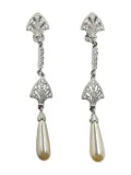 Christian Dior Pre-Owned 2000s Crystal Pearl Earrings - Silver