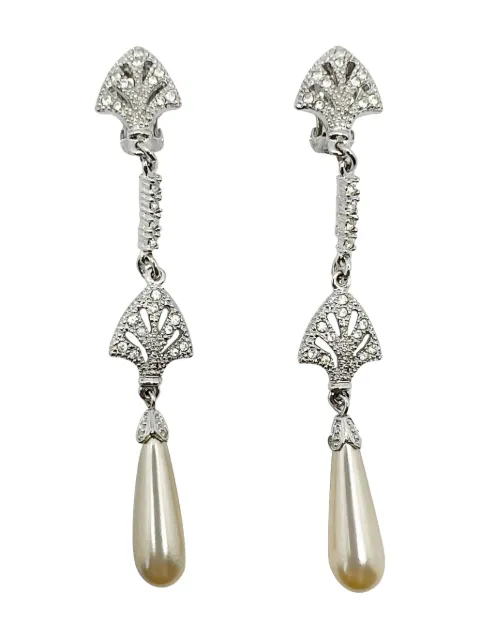 Christian Dior Pre-Owned أقراط لؤلؤ وكريستال من عقد الألفينيات