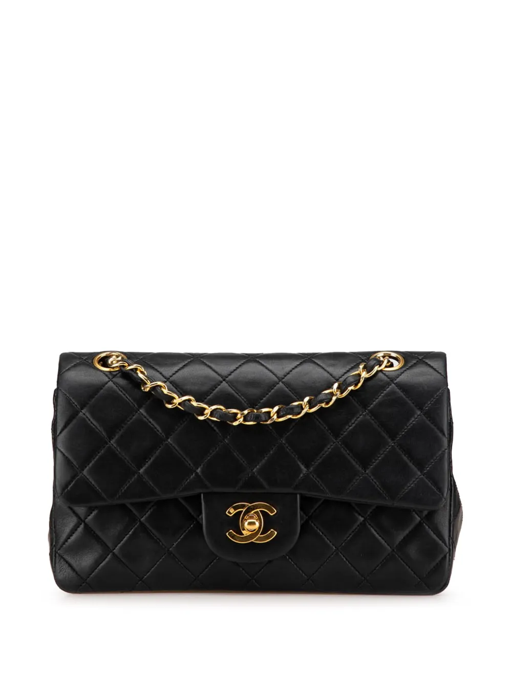 CHANEL Pre-Owned 1989-1991 スモール クラシック ラムスキン ダブルフラップ ショルダーバッグ - ブラック CHANEL Pre-Owned 1989-1991 スモール クラシック ラムスキン ダブルフラップ ショルダーバッグ - ブラック