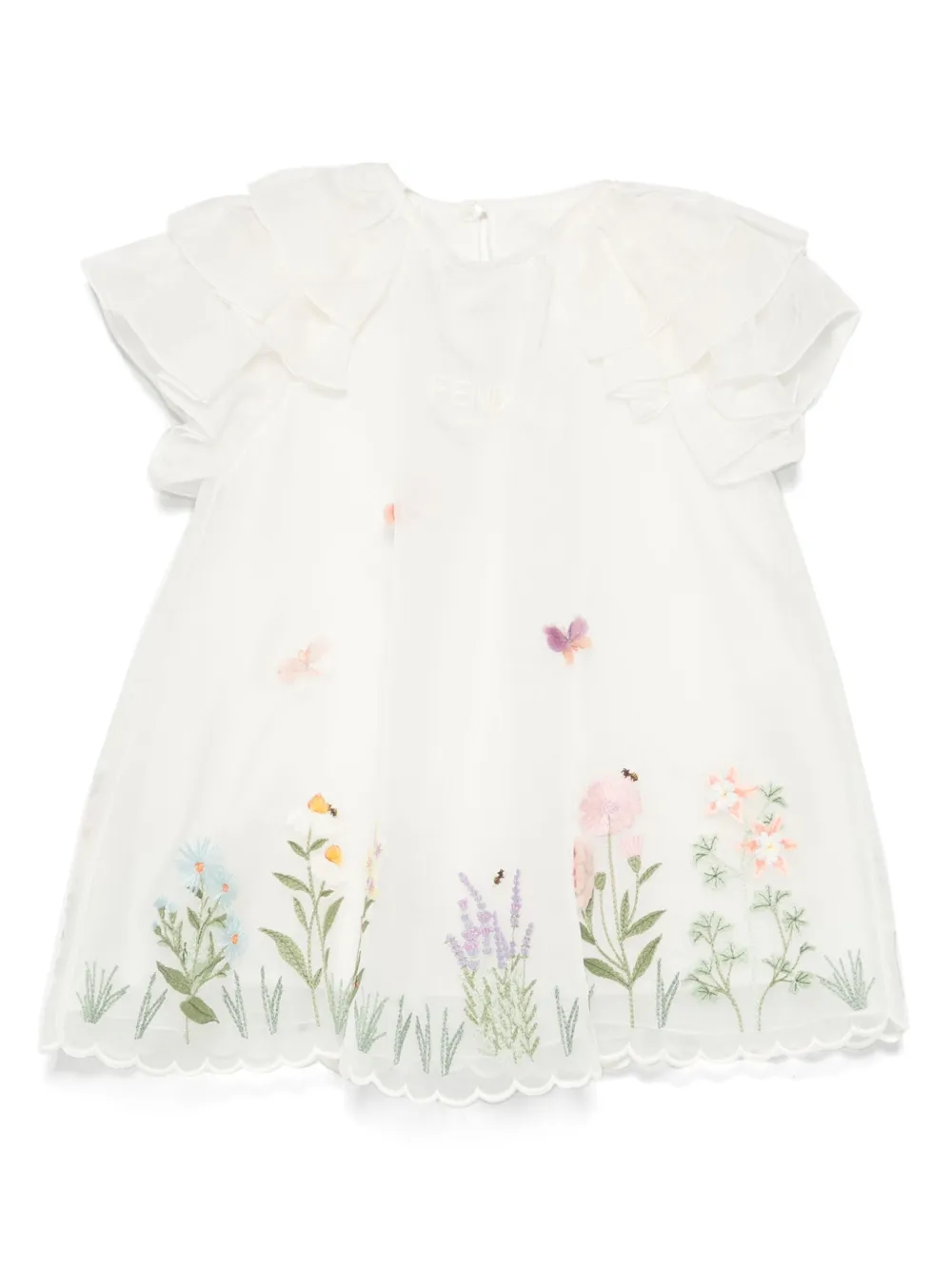 Fendi Kids Organza jurk Wit