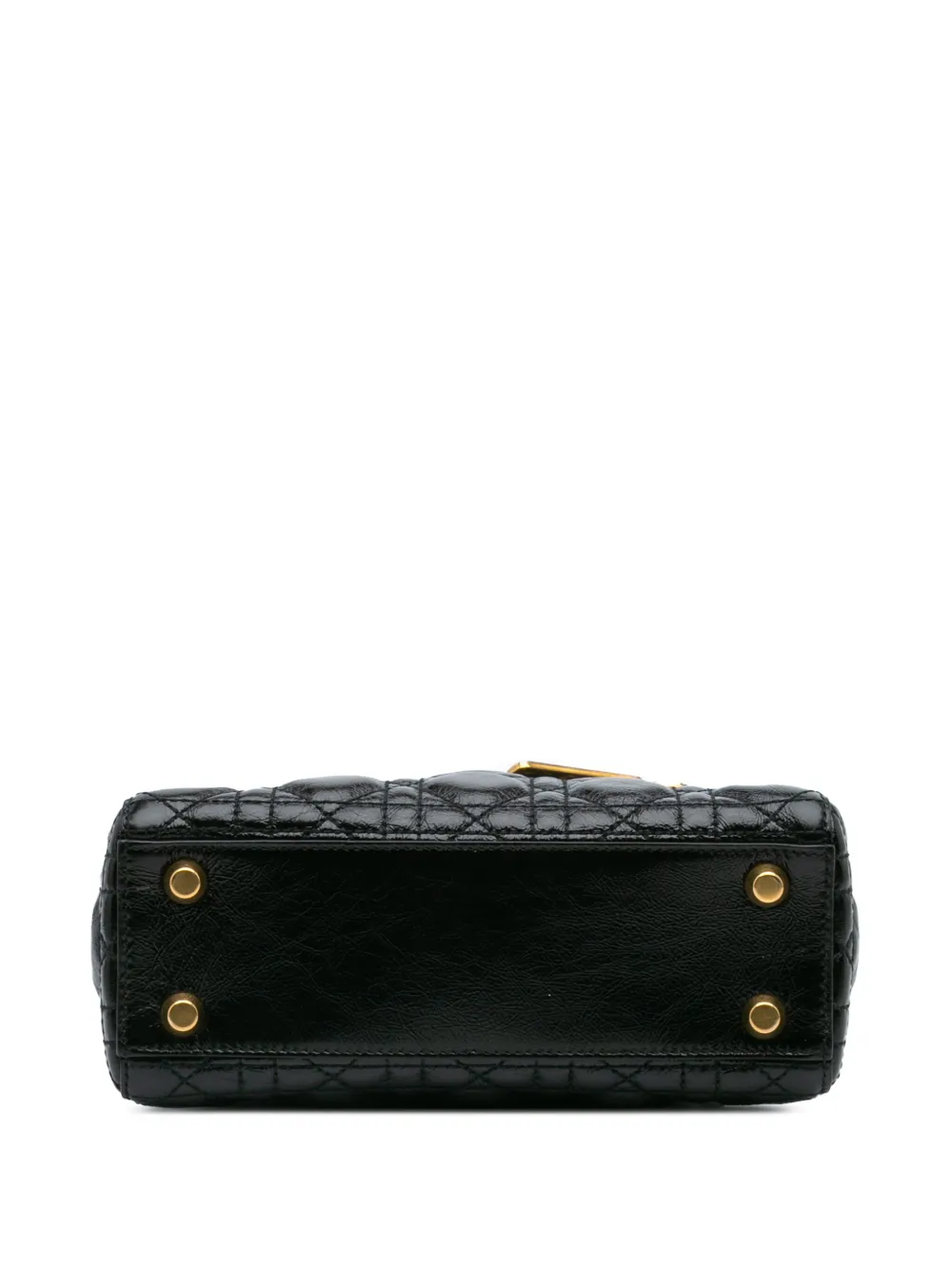 Pre-owned Dior 2018 Small Crinkled Patent Cannage My Abc Lady Satchel In 黑色