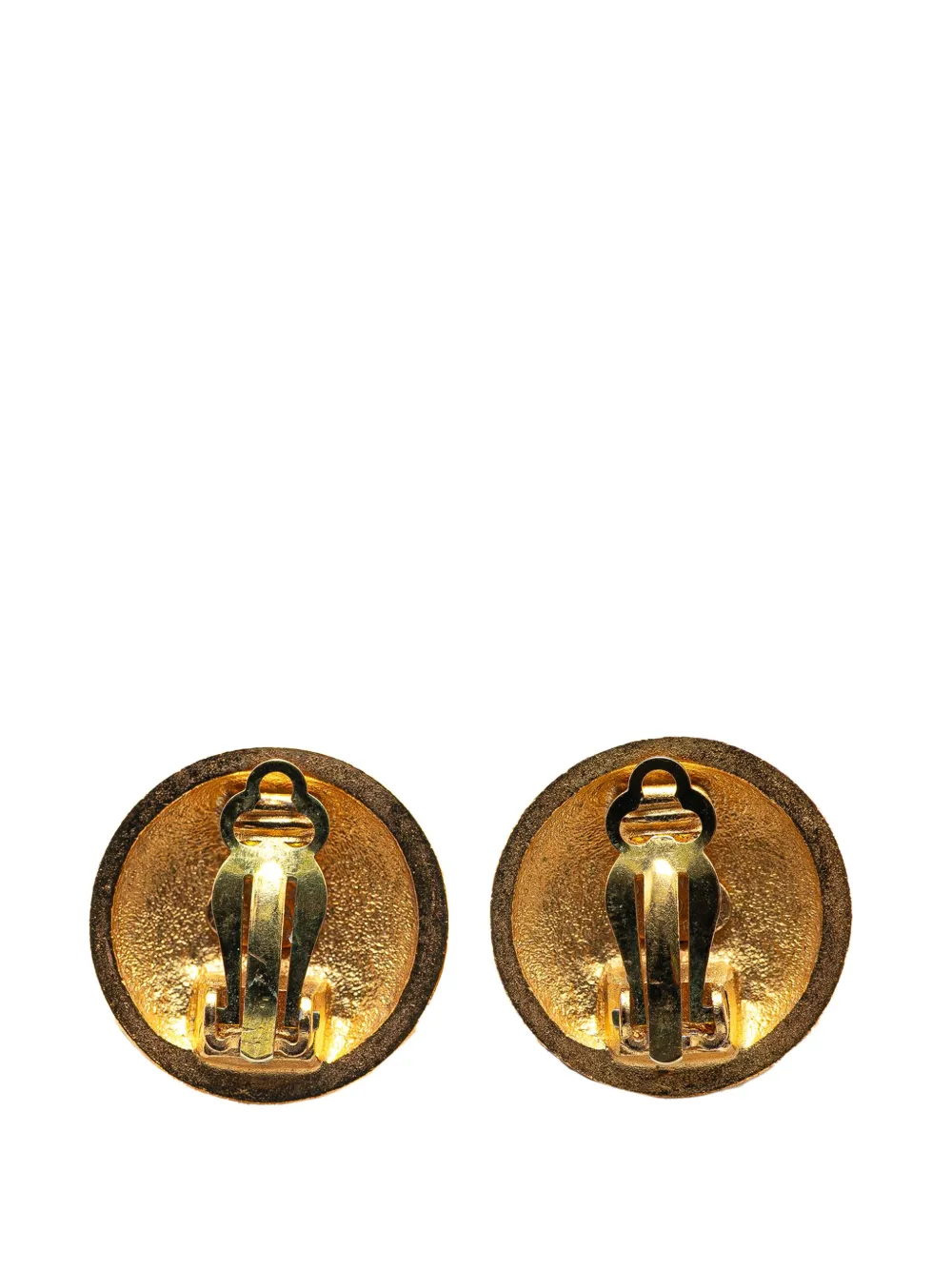 Pre-owned Chanel 1995 Gold Plated Cc Round Clip On Earrings Costume Earrings In 金色