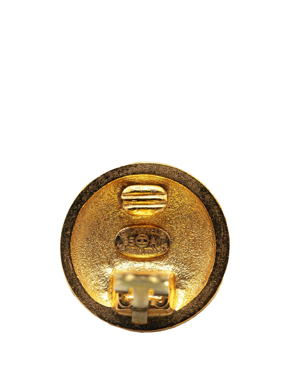 Pre-owned Chanel 1995 Gold Plated Cc Round Clip On Earrings Costume Earrings In 金色