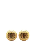 CHANEL Pre-Owned 1995 Gold Plated CC Round Clip on Earrings costume earrings