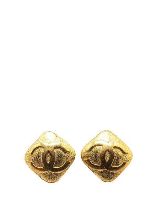 Boucles d'oreilles CC Rhombus en plaqué à fermoir clip (1980-1990) - CHANEL Pre-Owned - Modalova