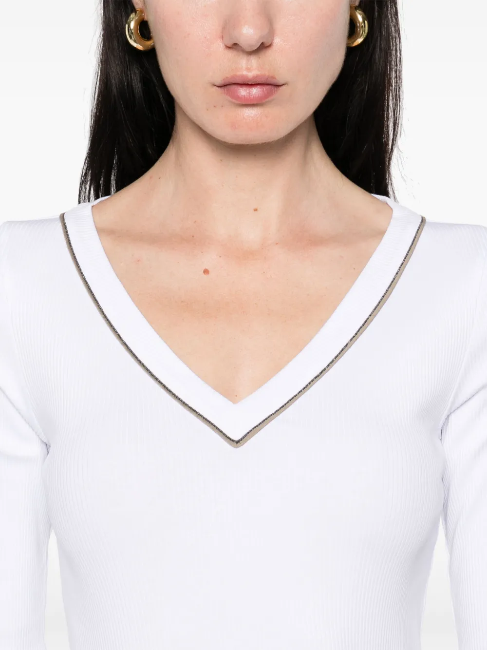 Brunello Cucinelli T-shirt met V-hals Wit