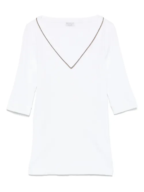 T-shirt à col v - Brunello Cucinelli - Modalova