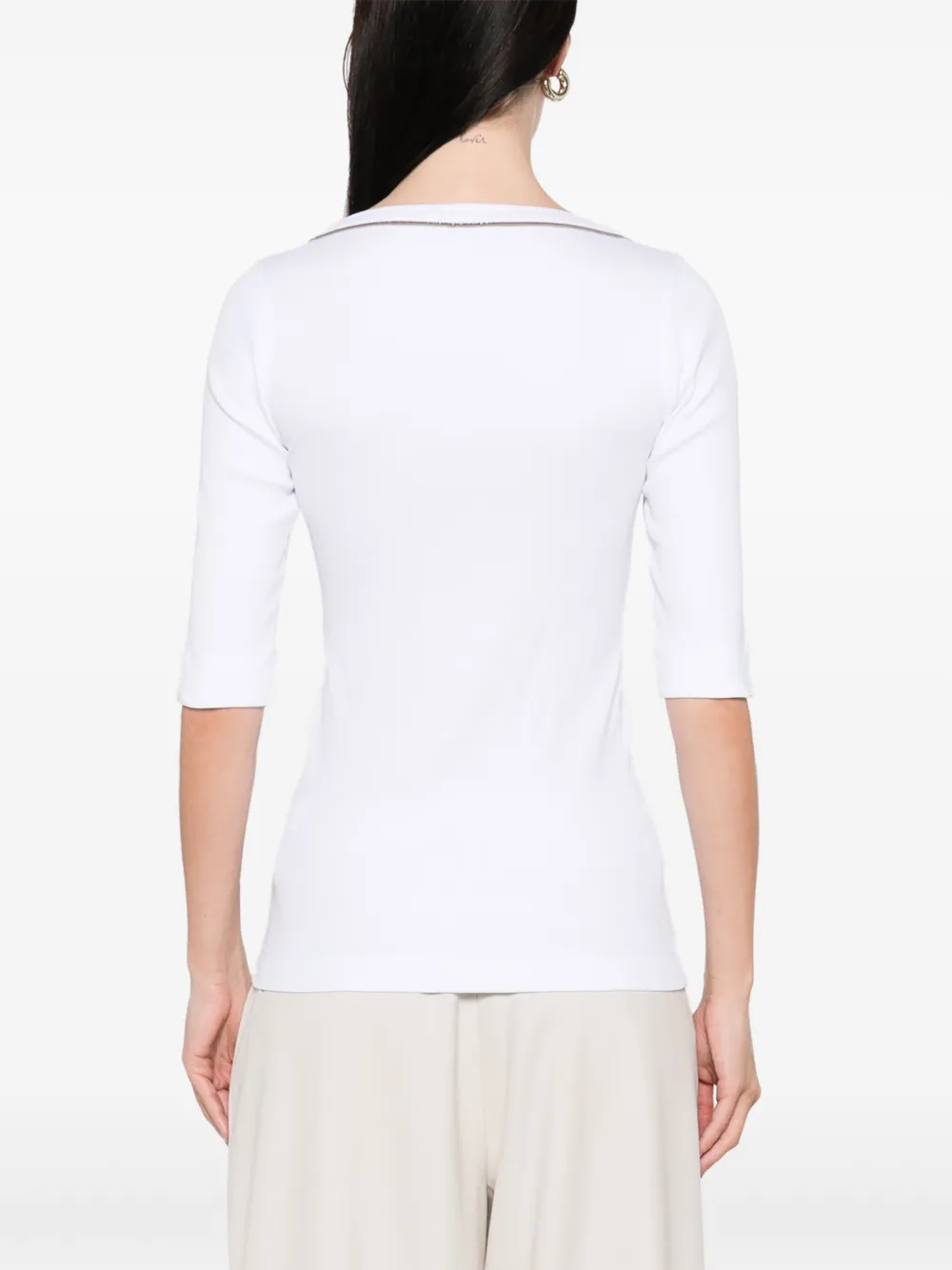 Brunello Cucinelli T-shirt met V-hals Wit
