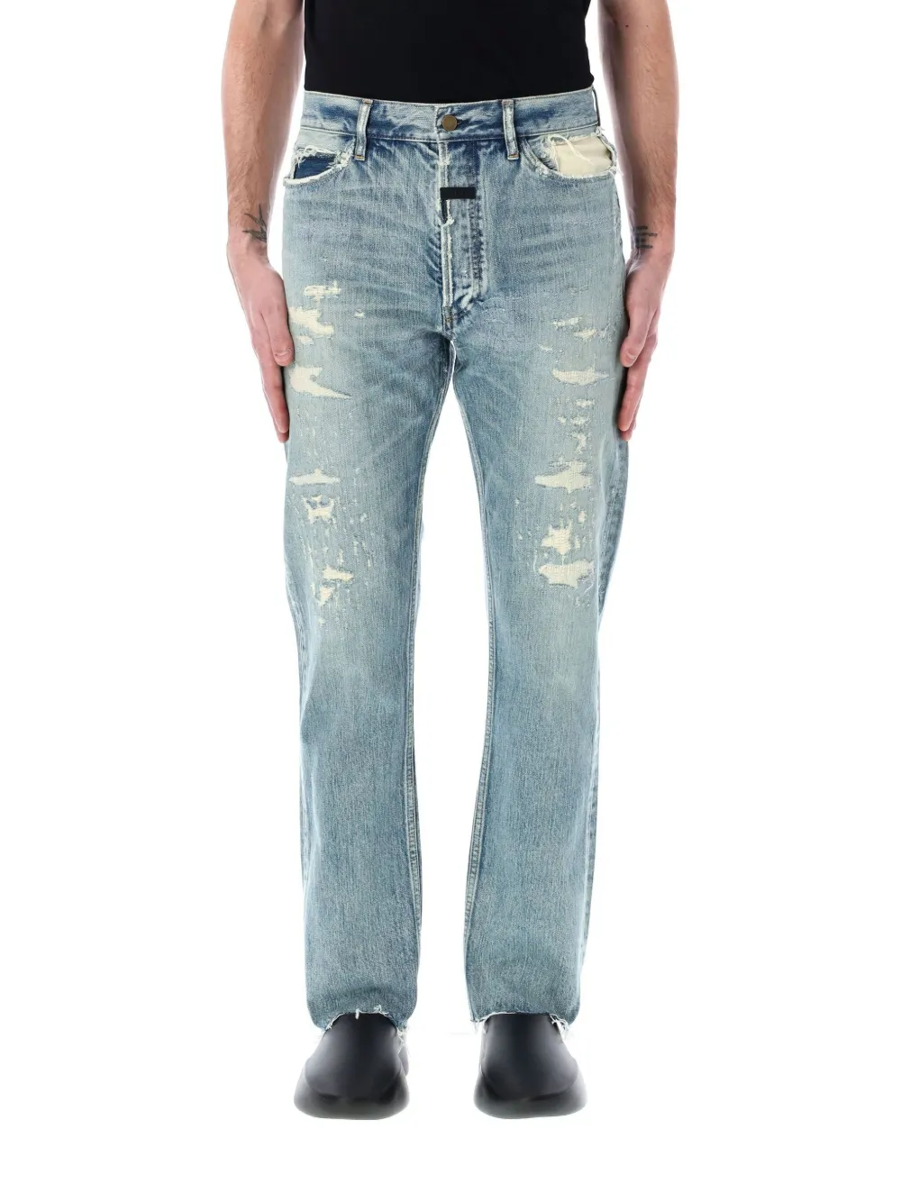 Shop Fear Of God Ripped-detailing Jeans In Blue