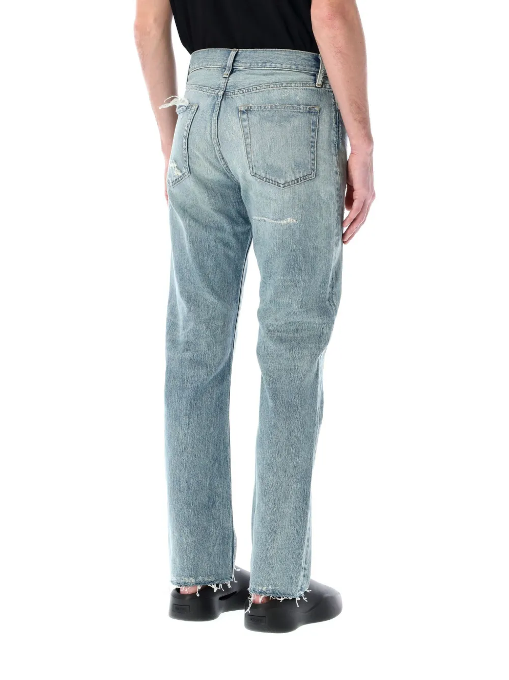 Shop Fear Of God Ripped-detailing Jeans In Blue