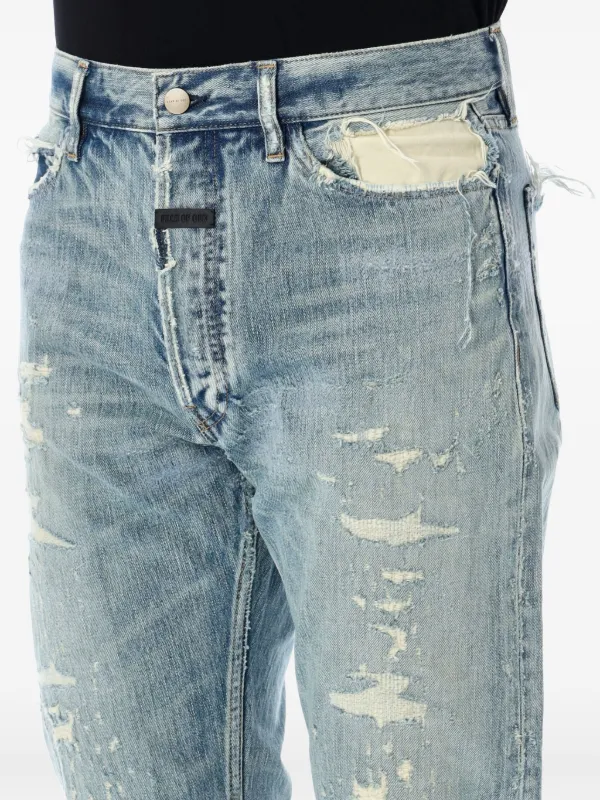 ポン吉 FEAR OF GOD ダメージブルーデニムパンツ Fear Of God ダメージ ジーンズ | ブルー | FARFETCH JP