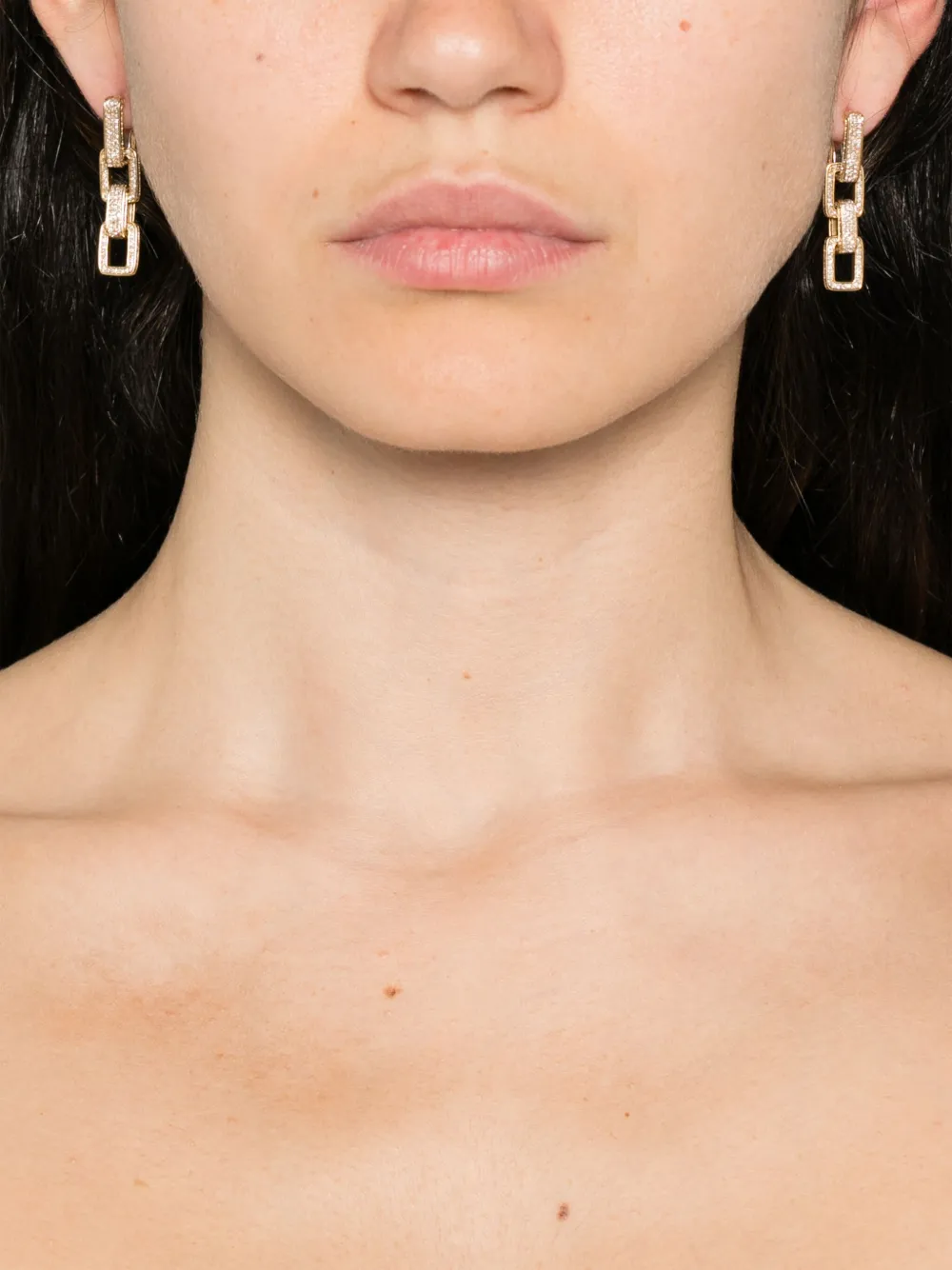 SHAY 18K yellow gold Triple Deco Link diamond drop earrings | Image 2