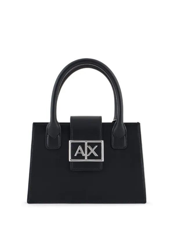 Armani Exchange ロゴプレート ハンドバッグ | ブラック | FARFETCH JP