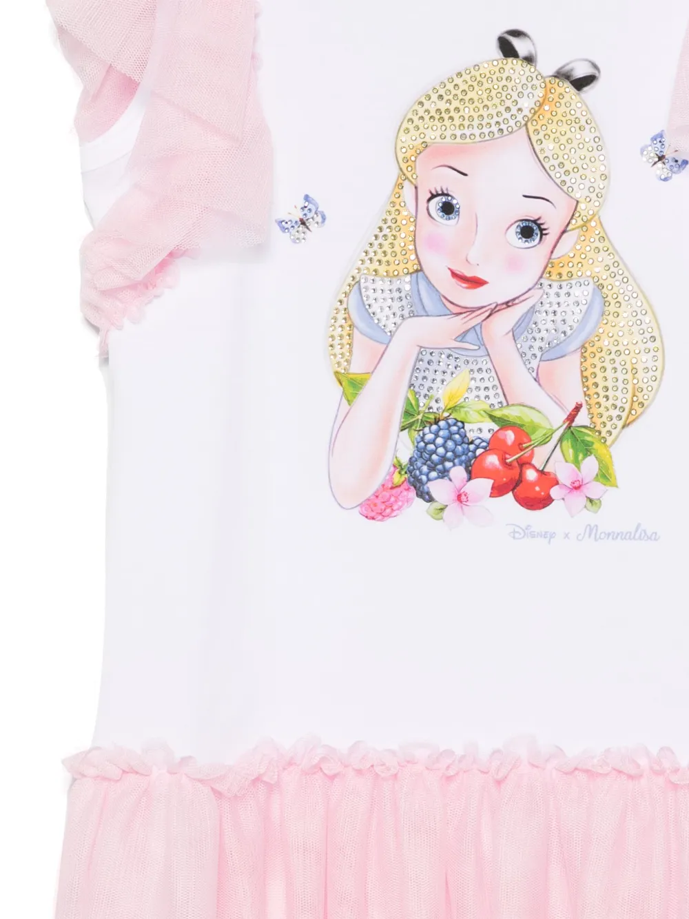 Monnalisa x Disney jurk met Alice-print Wit