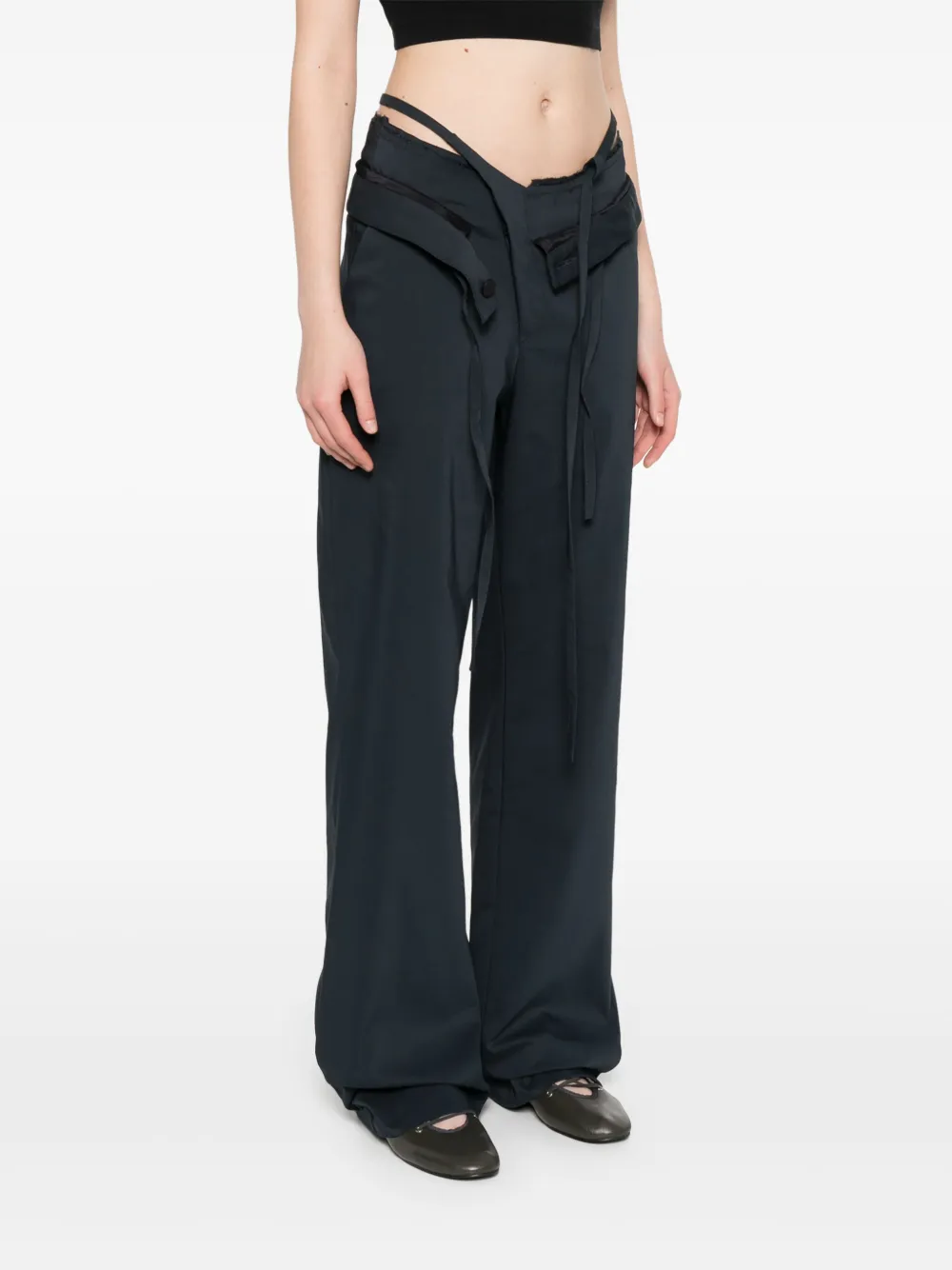 Ottolinger Gerafelde broek met tailleband Blauw
