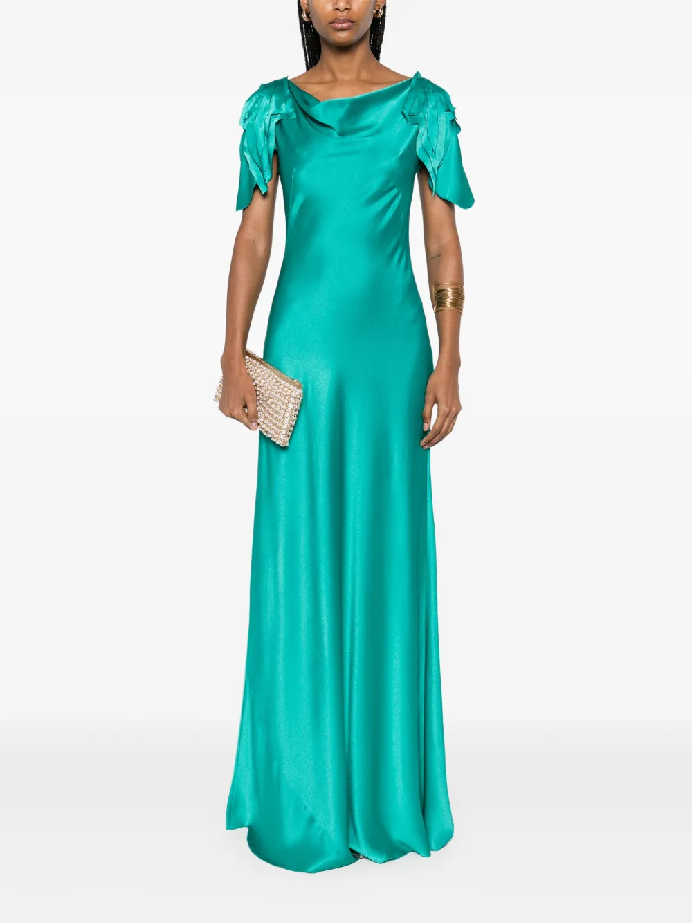 Alberta Ferretti Satijnen maxi-jurk - Groen