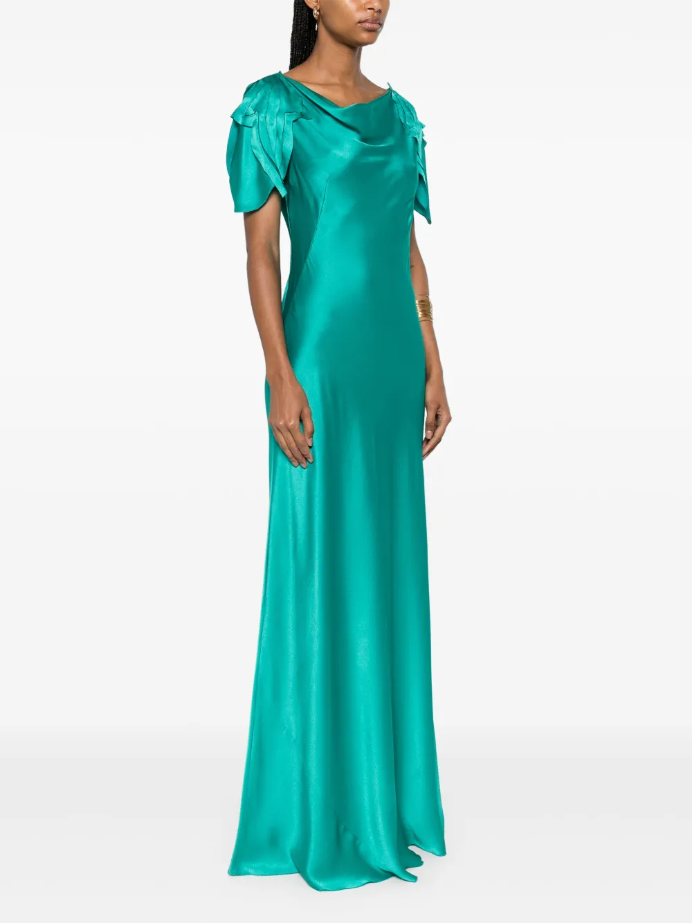 Alberta Ferretti Satijnen maxi-jurk Groen