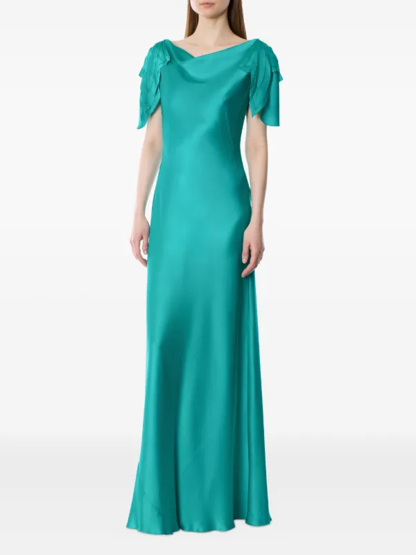 Alberta Ferretti Satin Maxi Dress - Green