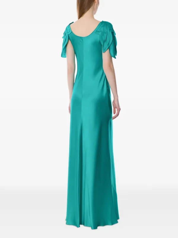 Alberta Ferretti Satin Maxi Dress - Green