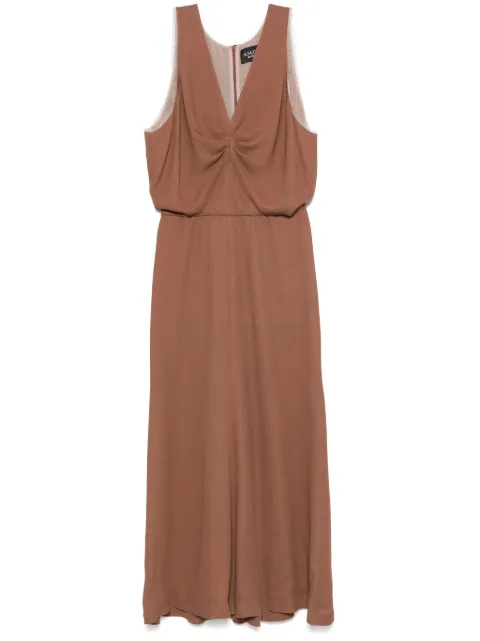 A.M.G. vestido midi con cuello en V