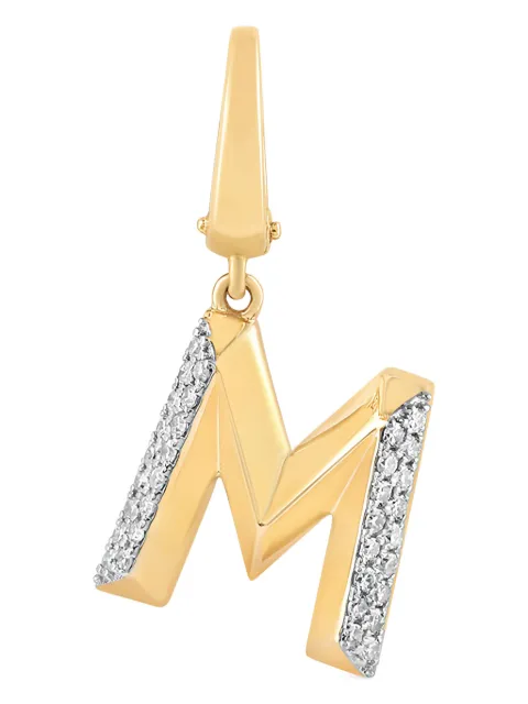 Tryyst 18kt yellow gold Alphabet M diamond charm