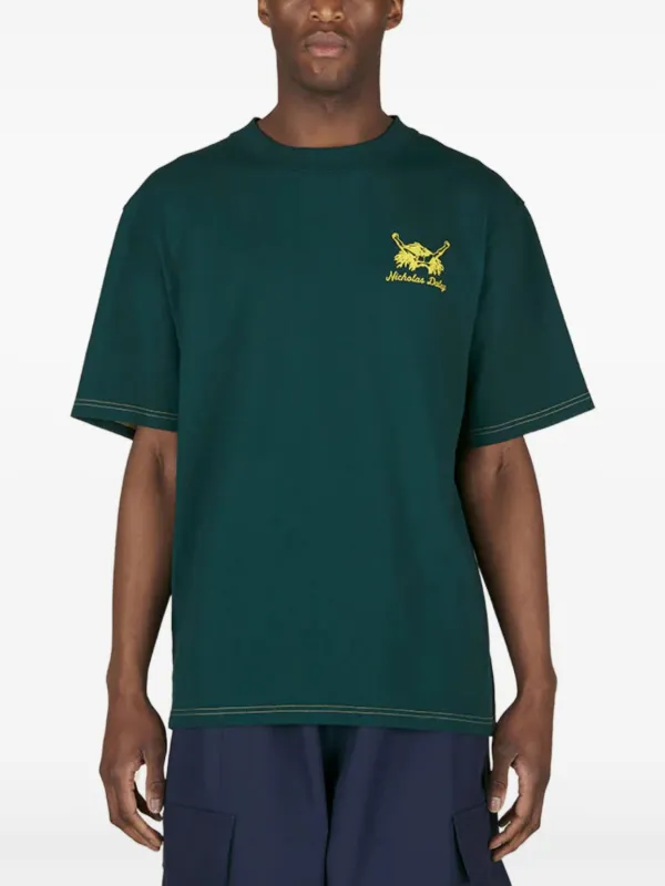 【関税込み】Nicholas Daley スウェットシャツ Nicholas Daley logo-print T-shirt | Green | FARFETCH