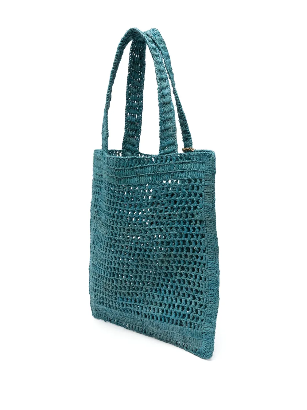 Chloé Teal Green Raffia Summer Banana Shoulder Bag In Blue