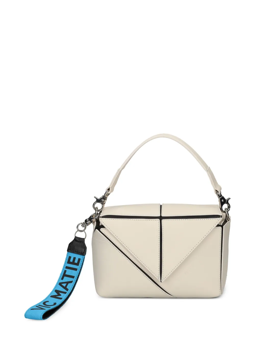 Shop Vic Matie Rochelle Geometric-panelled Shoulder Bag In Neutrals