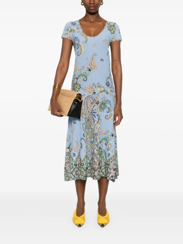 ETRO ペイズリー ドレス | ブルー | FARFETCH JP