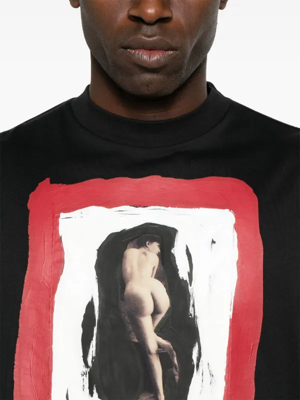 【関税込み】Marni ブラック Nude Print コットン Tシャツ Marni Painted Nude T-shirt | Black | FARFETCH