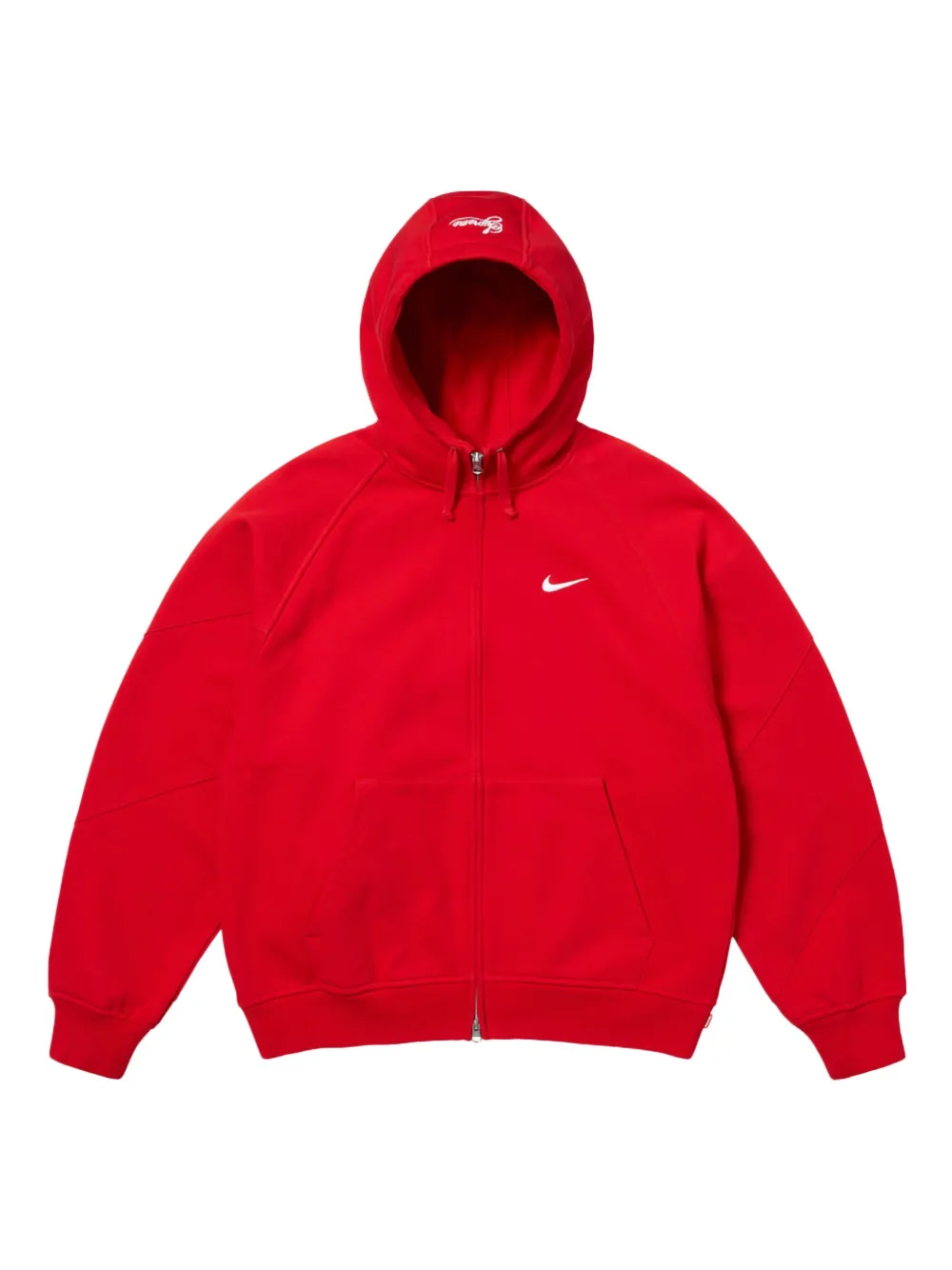 Supreme x Nike "SS25 Red" hoodie met rits Rood