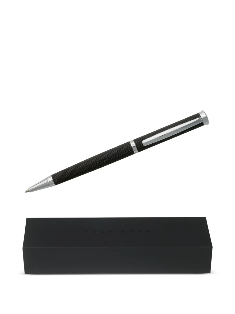Hugo Boss Sophisticated Textured Ballpoint Pen In Black
