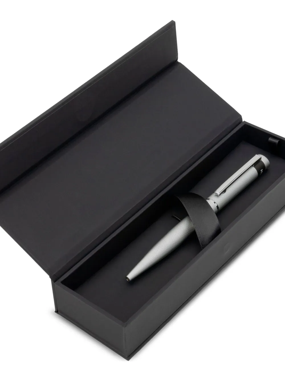 Hugo Boss Loop Textured Metal Ballpoint Pen In Silver
