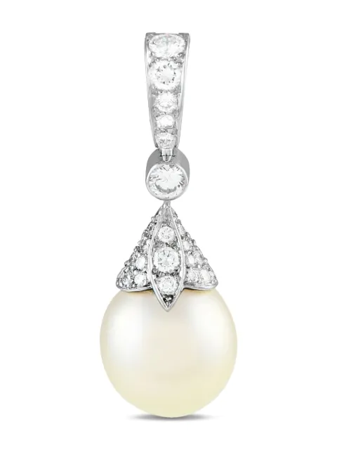 Cartier 18K white gold diamond and pearl pendant