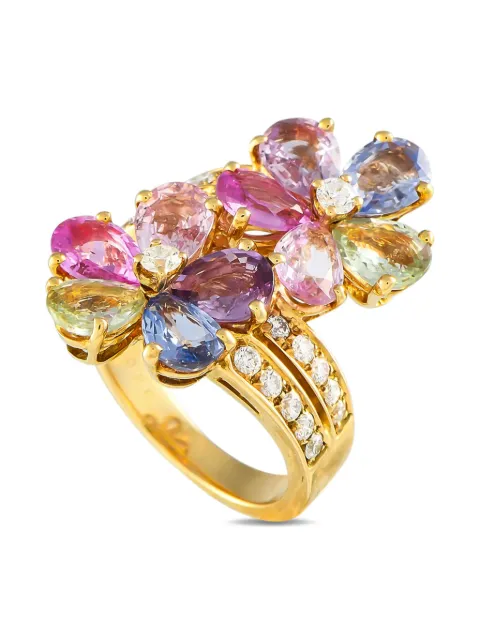 Bvlgari Pre-Owned bague Flower en or 18ct sertie de saphir et de diamant