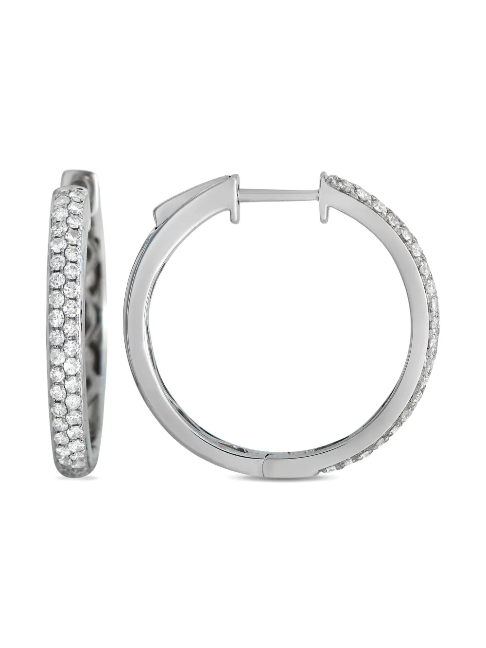 LB Exclusive LB Exclusive 14K White Gold 0.65ct Diamond Hoop Earrings AER-10191 | Image 2