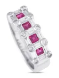 LB Exclusive 14K white gold diamond and ruby ring - Silver