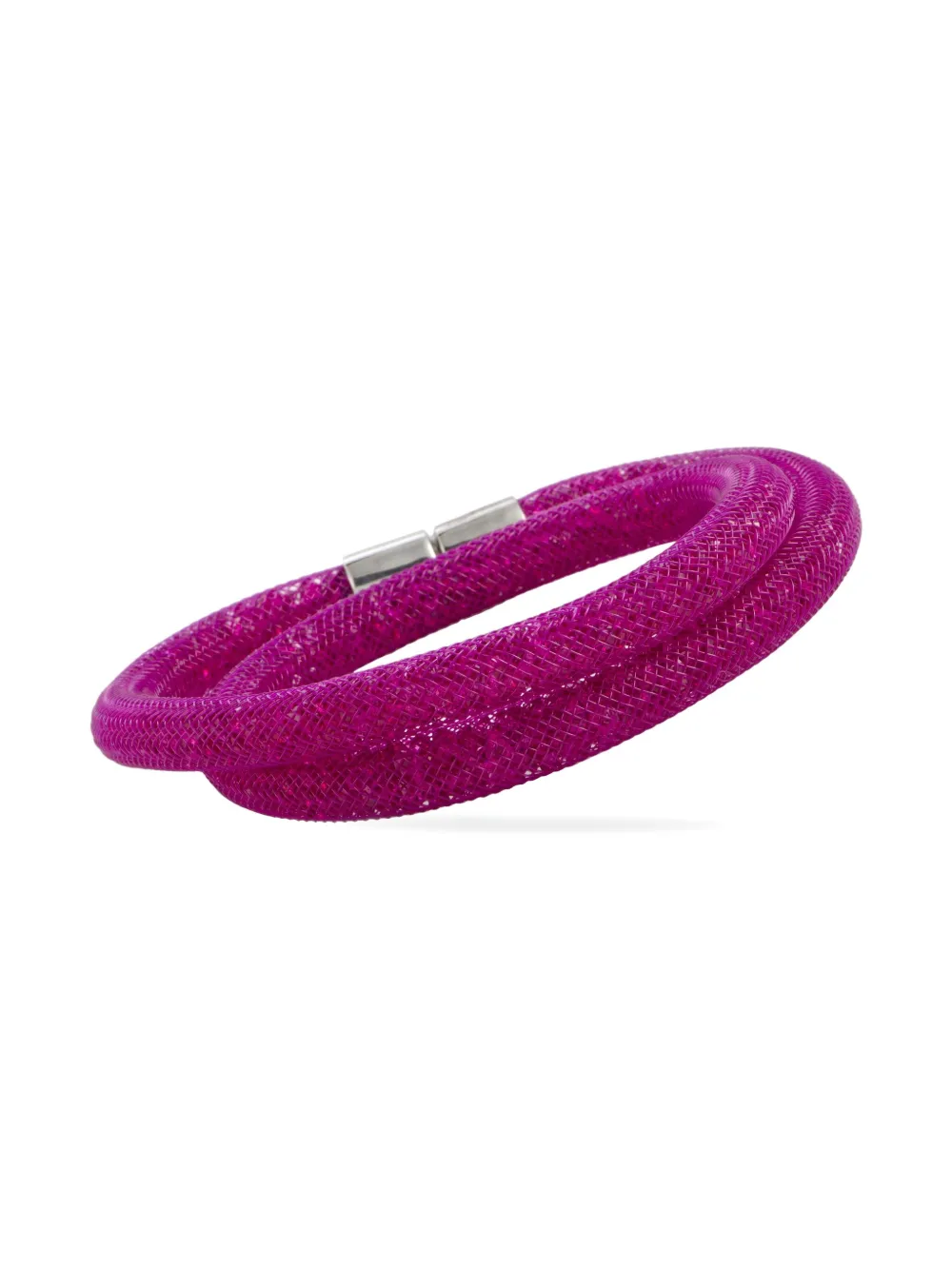 Pre-owned Swarovski 14k White Gold Stardust Double Bracelet In Pink