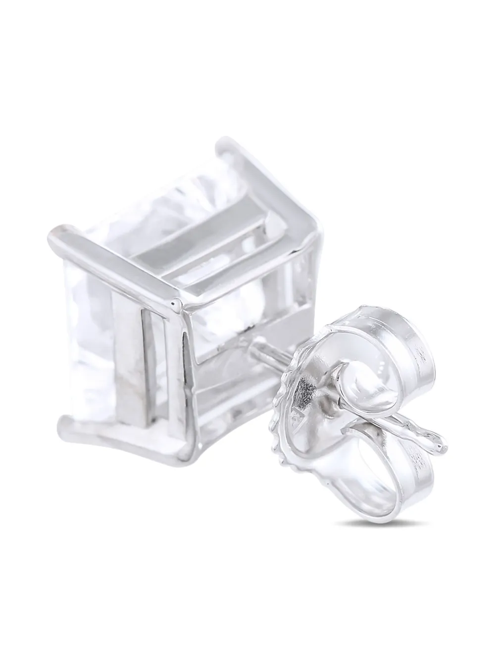 LB Exclusive 14K white gold diamond square stud earrings | Image 2