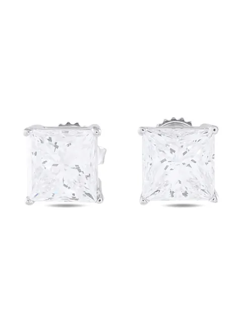 LB Exclusive 14K white gold diamond square stud earrings