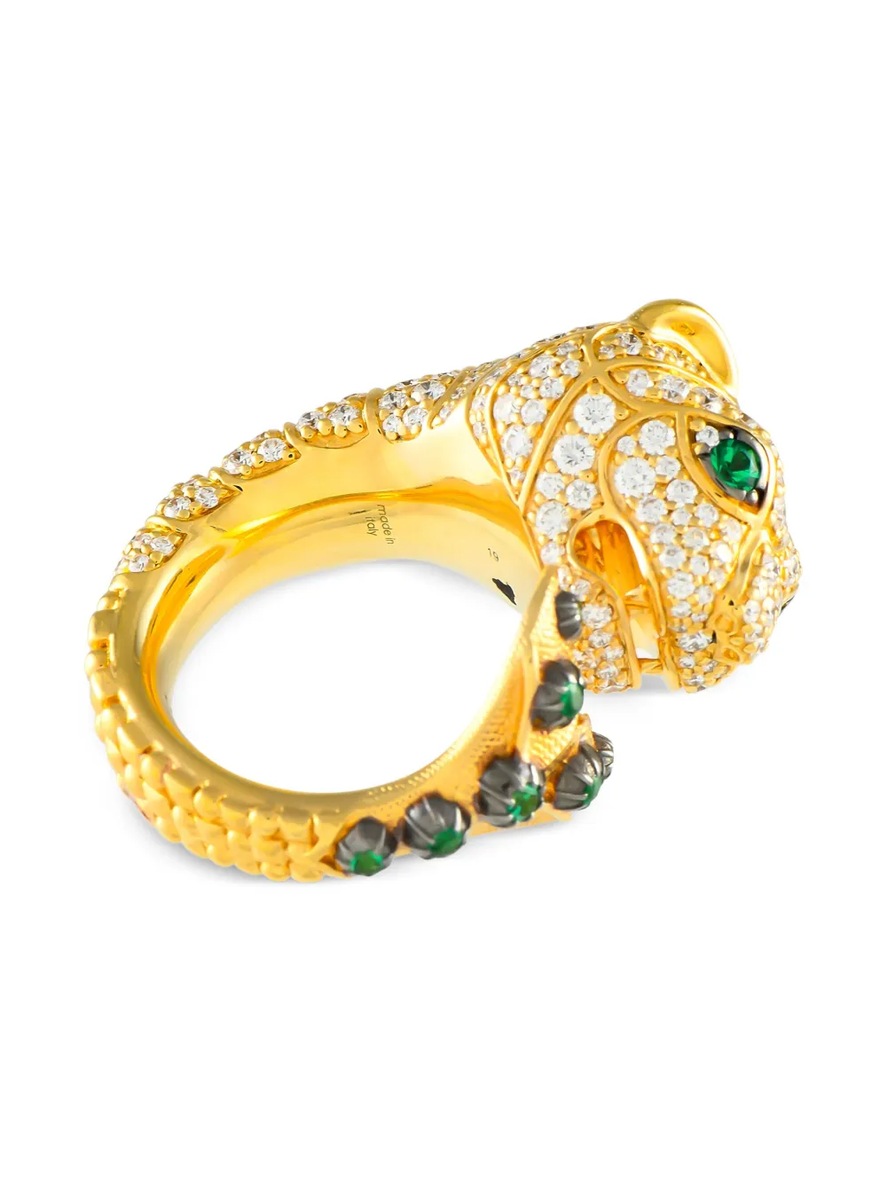 Gucci Pre-Owned Anello Tiger in oro giallo 18kt con tsavorite e diamanti | Pre-owned | Image 4