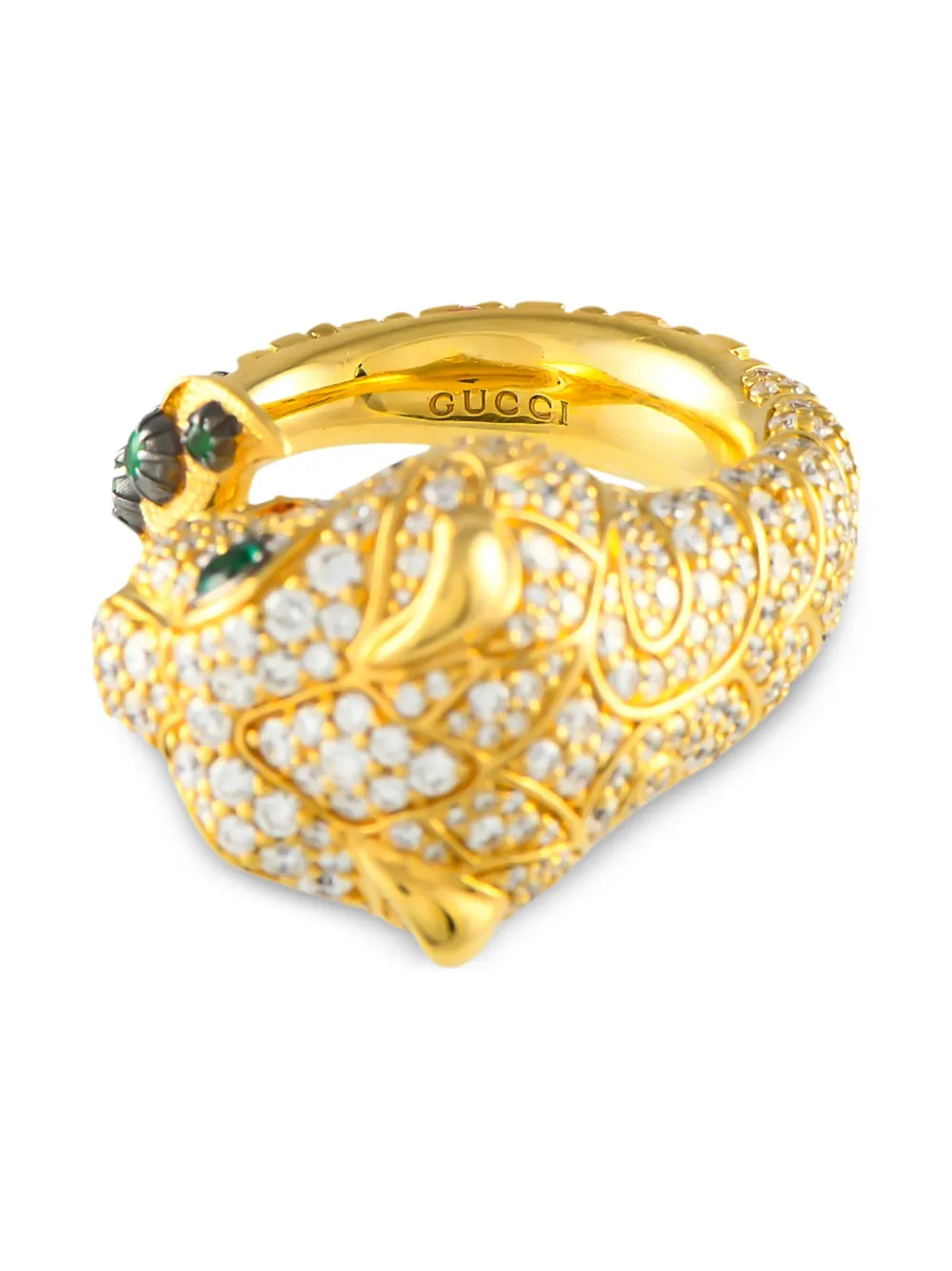 Gucci Pre-Owned Anello Tiger in oro giallo 18kt con tsavorite e diamanti | Alta gioielleria Pre-owned | Image 3
