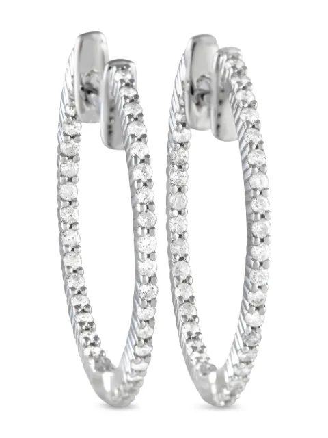 LB Exclusive 14K white gold Inside-out diamond hoop earrings