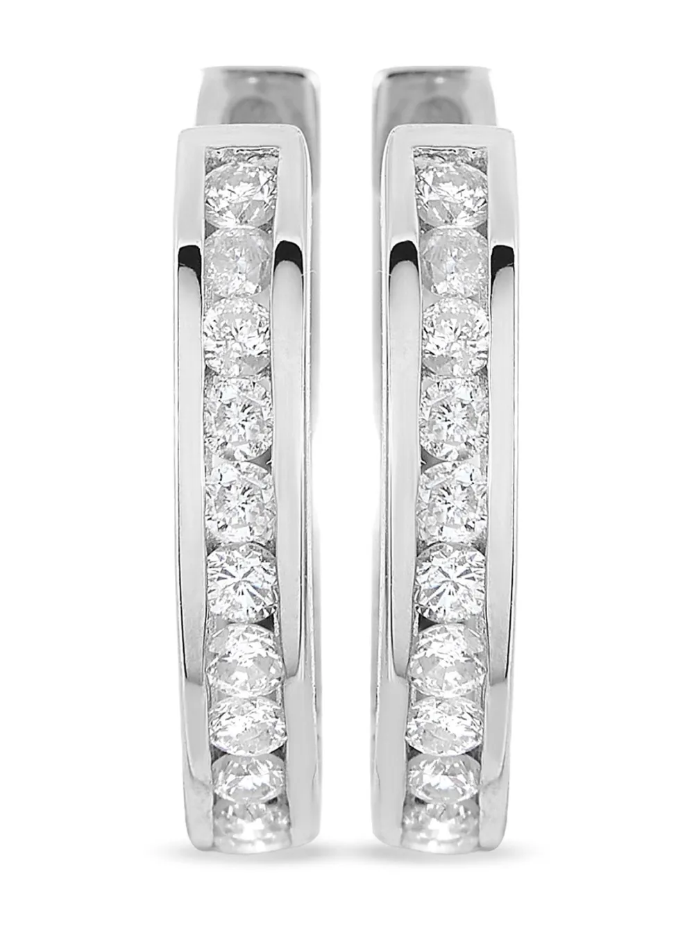 LB Exclusive 14K white gold diamond hoop earrings | Image 2