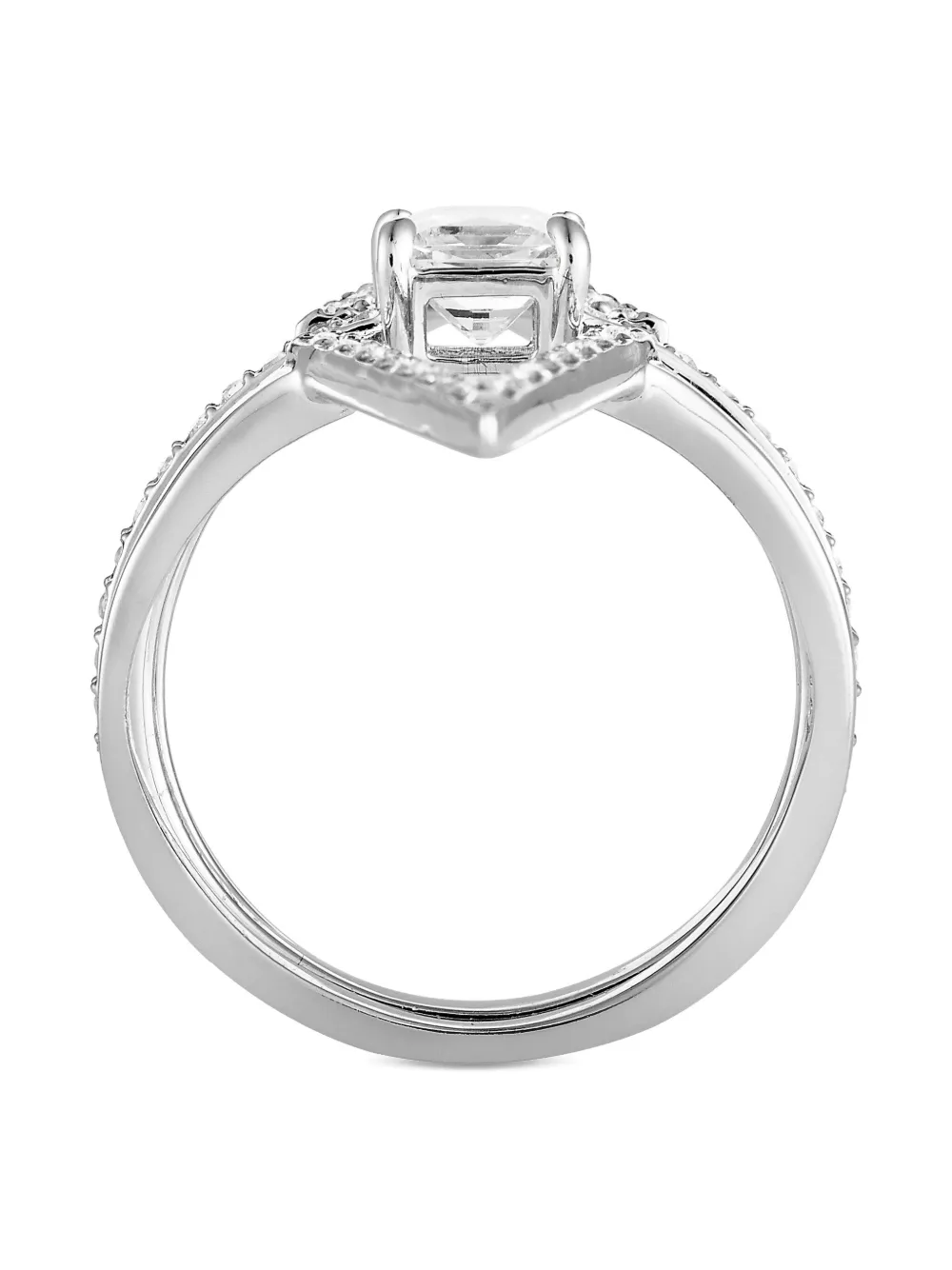 Pre-owned Swarovski Platinum Funk Ring Set In Silver