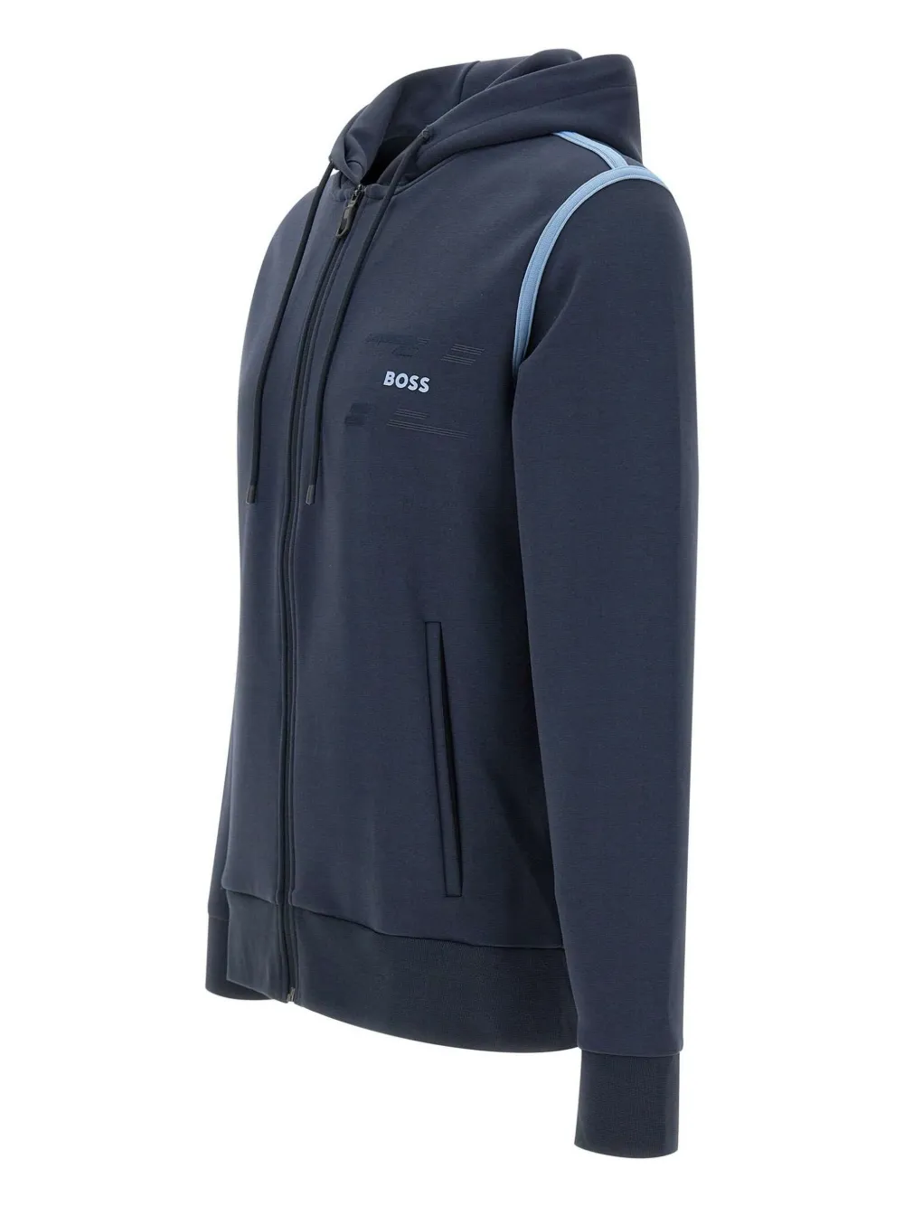 BOSS Hoodie met rits Blauw