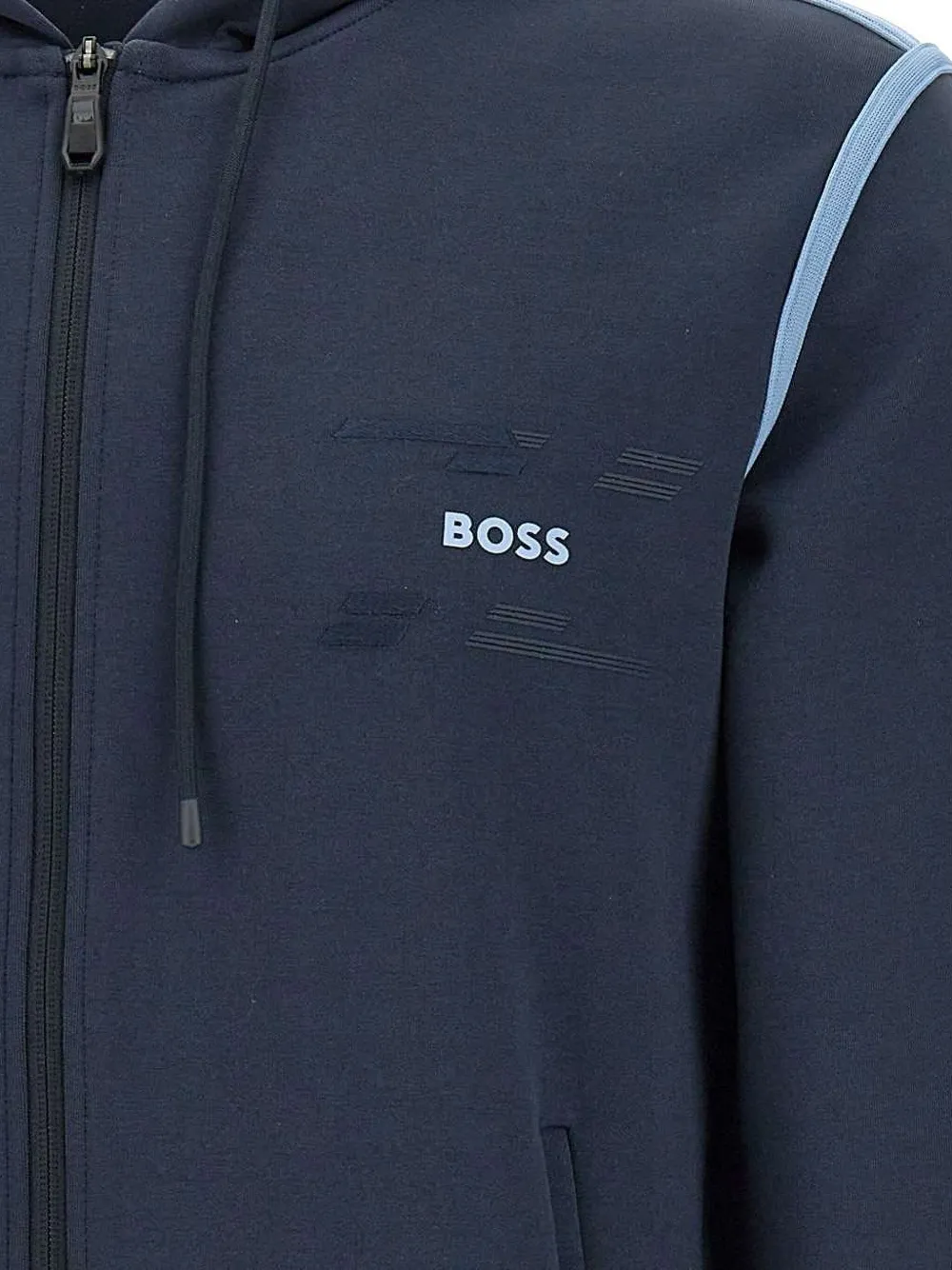 BOSS Hoodie met rits Blauw