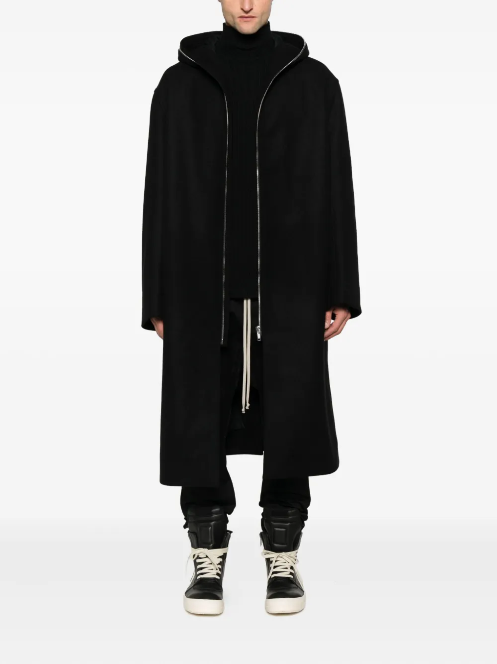 Rick Owens hooded raincoat Zwart