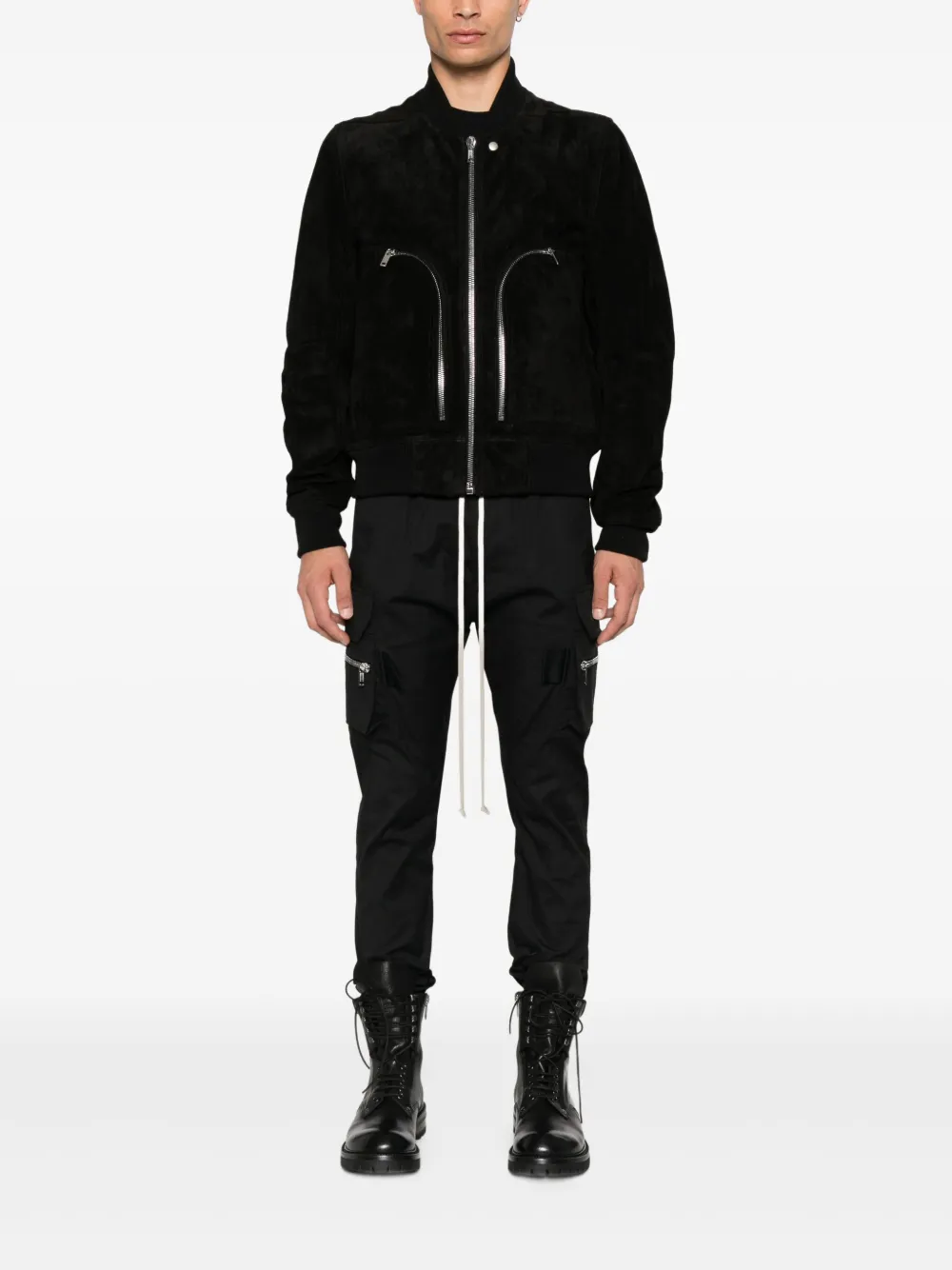 Rick Owens Bauhaus leren bomberjack Zwart