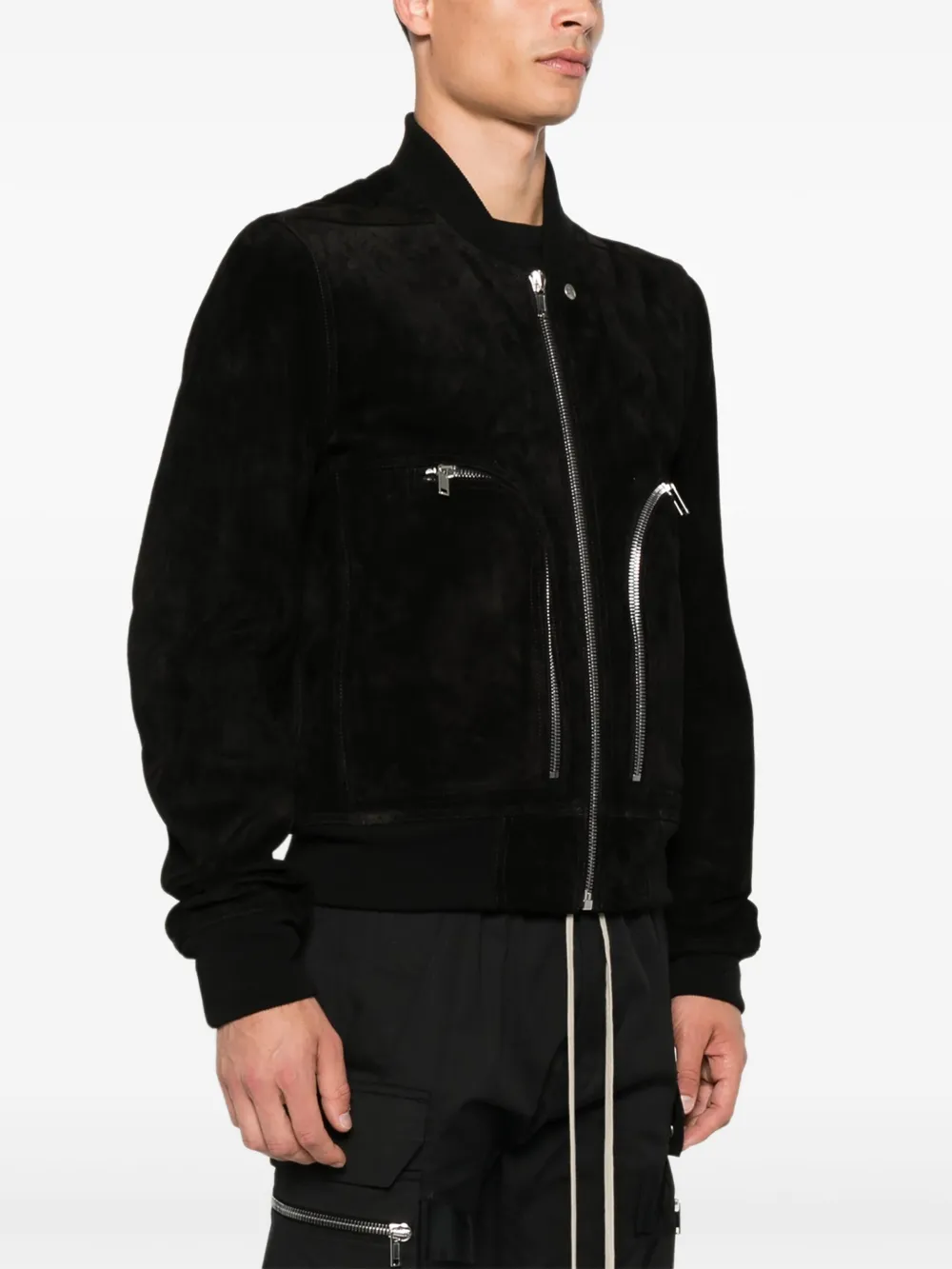 Rick Owens Bauhaus leren bomberjack Zwart